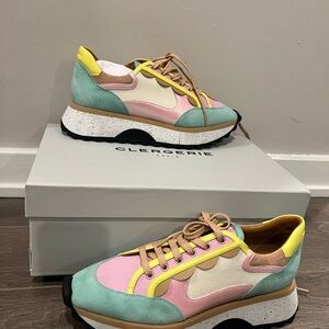 Robert Clergerie Pastel Pink and Yellow Sneakers; size EU 39